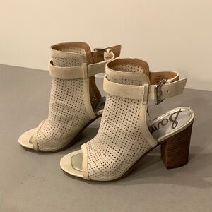 Sam Edelman Suede Open Toe/Heel Bone Booties